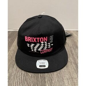 Brixton Neon Finish Line Snapback Hat Adjustable Black Racing Sports‎ Cap NEW